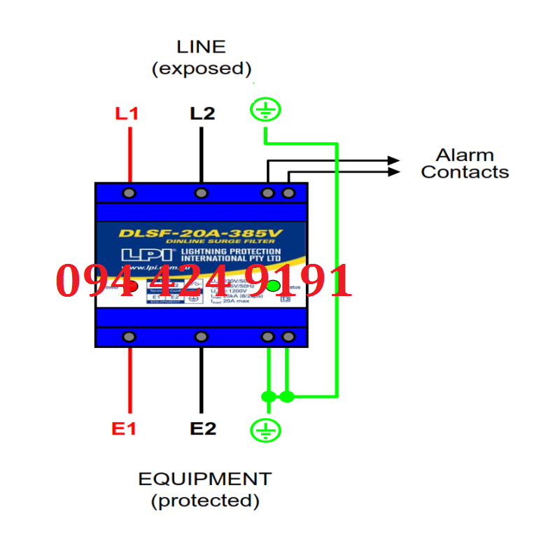 Sơ đồ lắp đặt cắt lọc sét Lpi DLSF