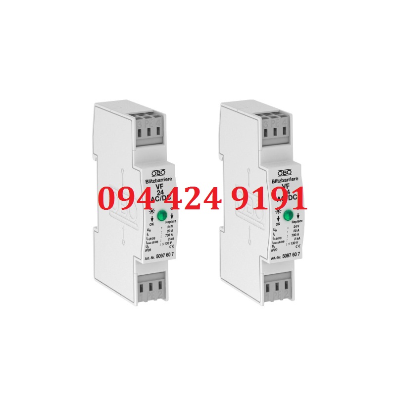 Cắt lọc sét Obo 24V có đèn hiển thị